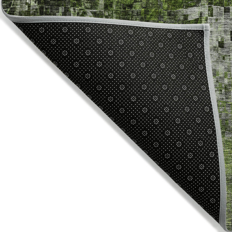 Tapis extérieur lavable abstrait 8 pi x 10 pi vert et vert lime