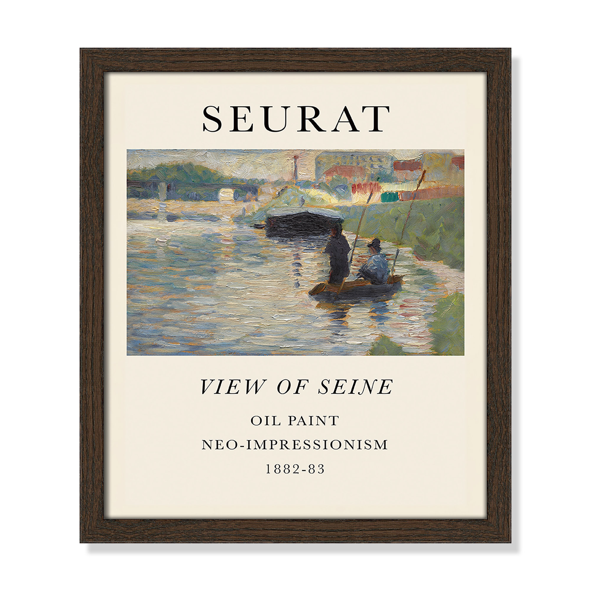 View Of Seine by Georges Seurat, Walnut Single Picture Frame, 15" H x 13" W x 0.75" D, No