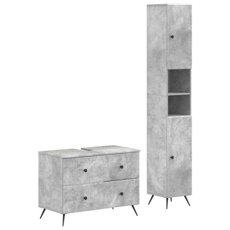 Bathroom Storage Furniture Set, Concrete Grey