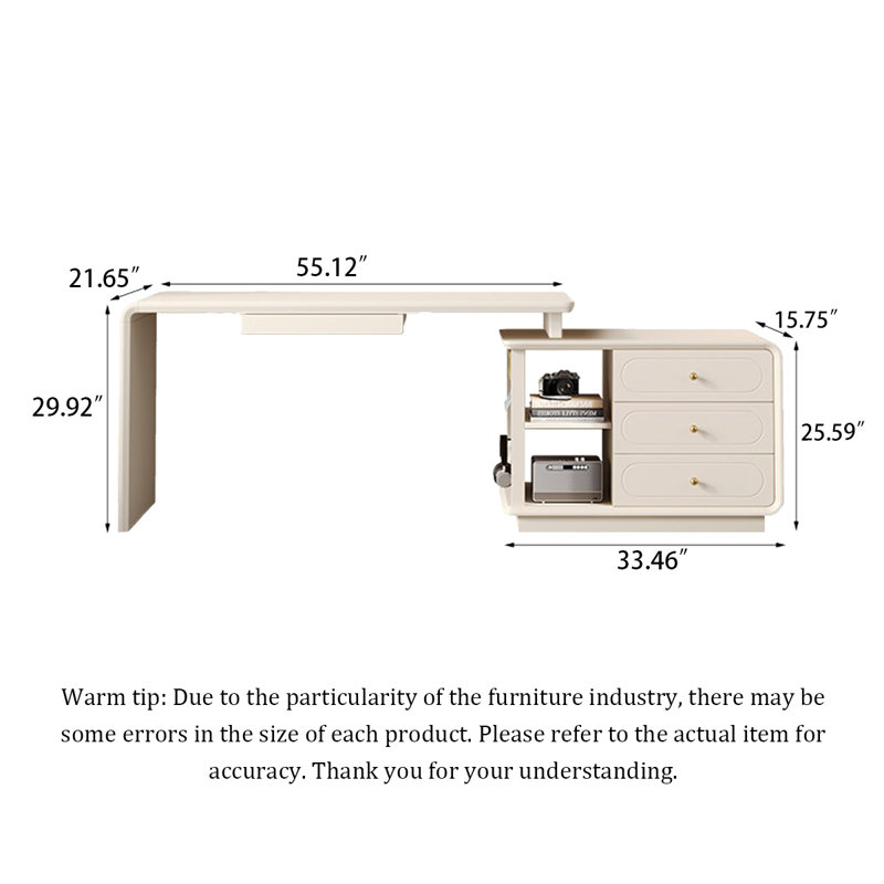 Bureau d'angle convertible en forme de L avec prise électrique intégrée, H 29,92 po x l 55,12 po x P 21,65 po