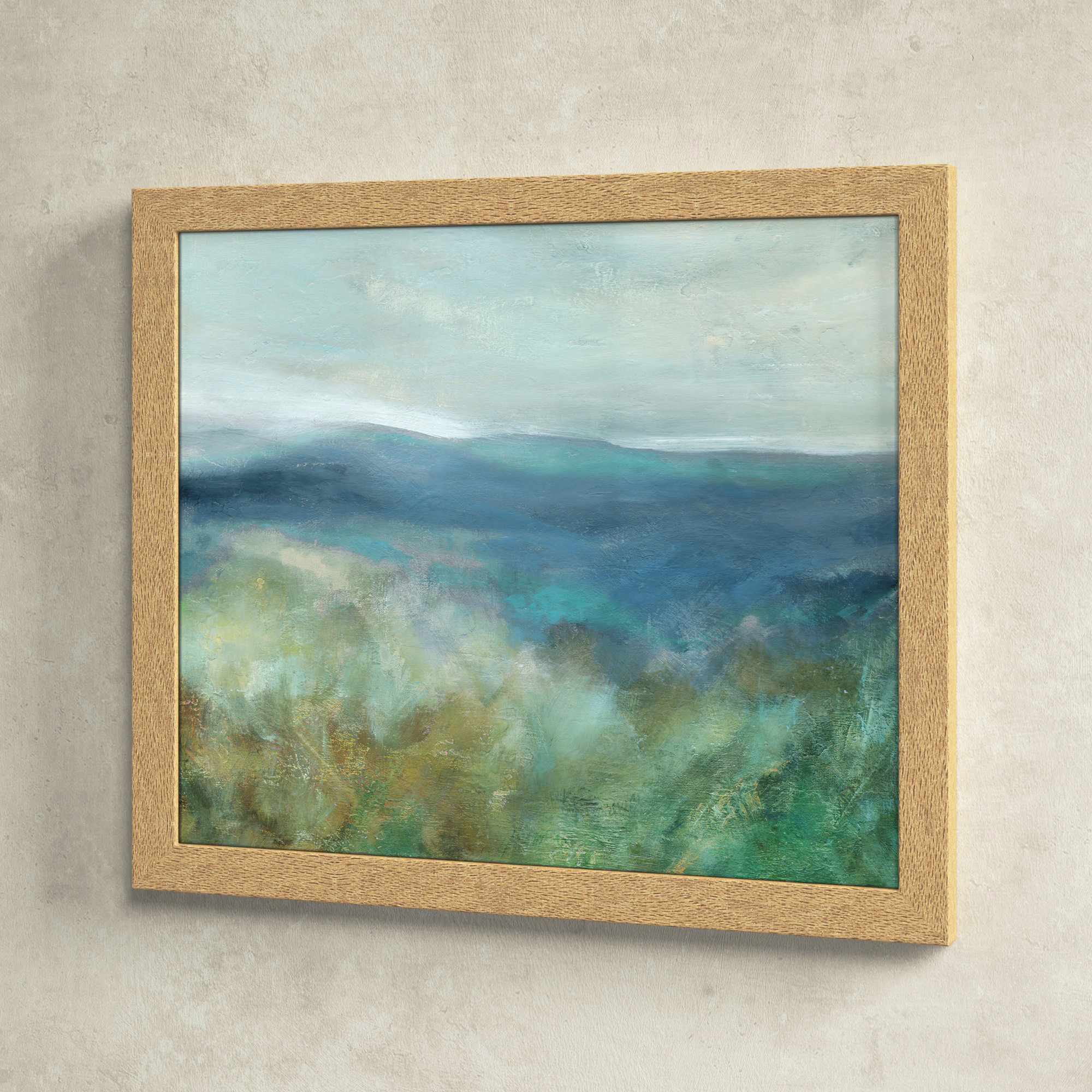 Blue Mountain Overlook - Picture Frame Painting Print, 22.5" H x 26.5" W x 1.12" D, White Framed