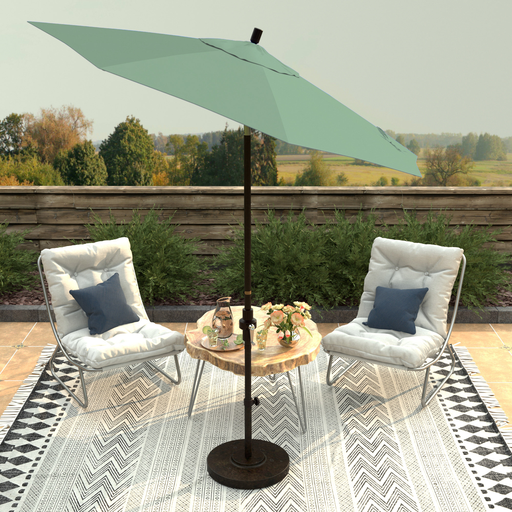 Che 90'' Outdoor Umbrella, Spa Performance Canvas