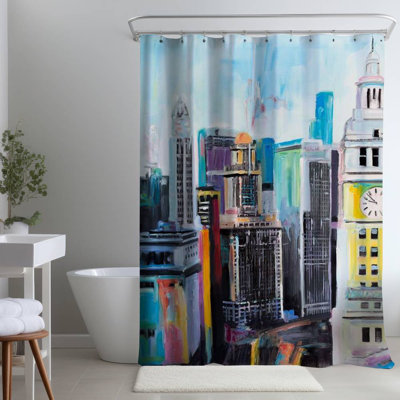 Shower Curtain CI290 – Polyester Shower Curtain, Dye Sublimation Print, 71" W × 74" L