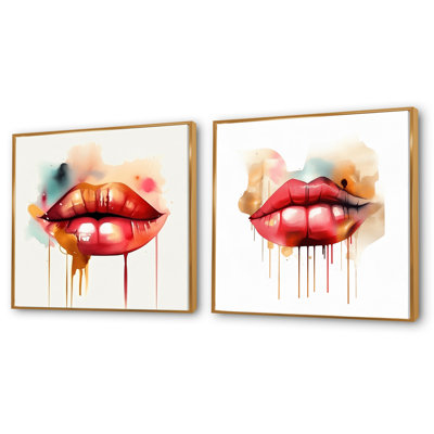 Red Lips Of Luxury - Fashion Square - ensemble de 2 collages carrés