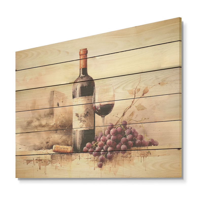 Cabernet Curve - panneau de bois vin sur bois de pin naturel, H 10 po x l 20 po