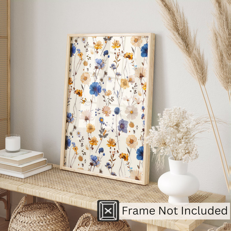 «Botanical Fall Wildflowers Pattern IV Cottage», reproduction d'art non encadrée, H 20 po x l 16 po