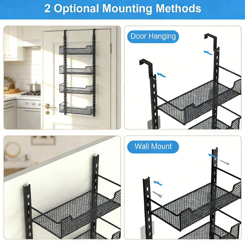 Over-the-Door Spice Rack, Black