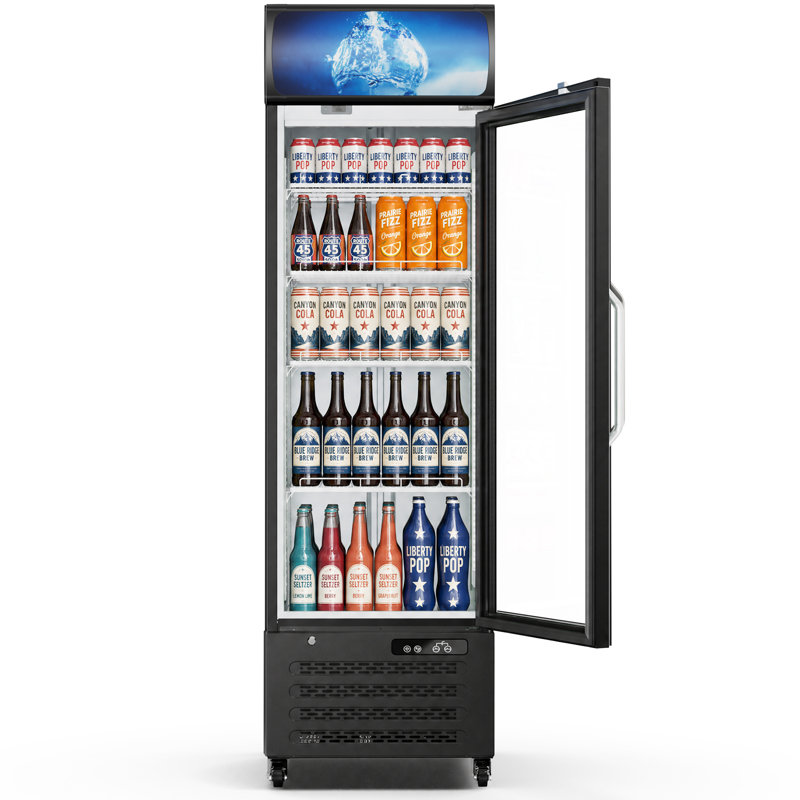 14.8 Cu. Ft. Commercial Merchandiser Refrigerator with Glass Door, 4 Adjustable Shelves & Lighted Display