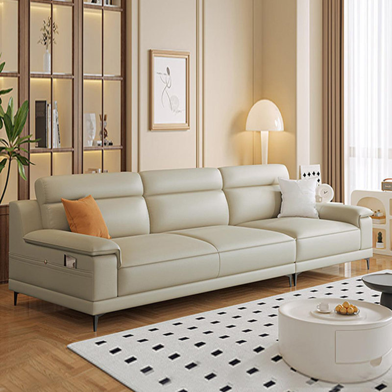 Canapé modulaire en similicuir crème et gris, Crème