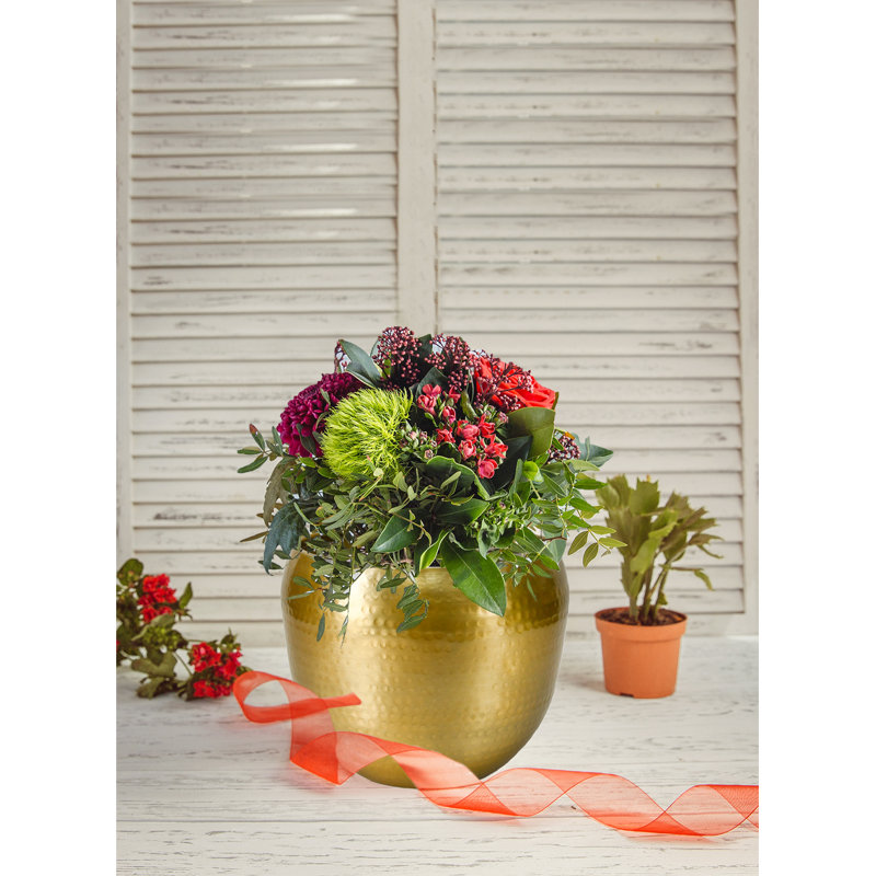 Raaghav Metal Cachepot, 10.50" H x 13" W x 13" D