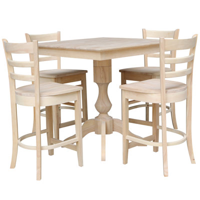 Chimzara 5 - Piece Counter Height Solid Wood Dining Set