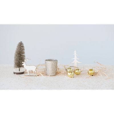 Candle Garden Kit with Bottle Brush Tree Tealight Glass Ball Ornaments and Wood Figures Boxed