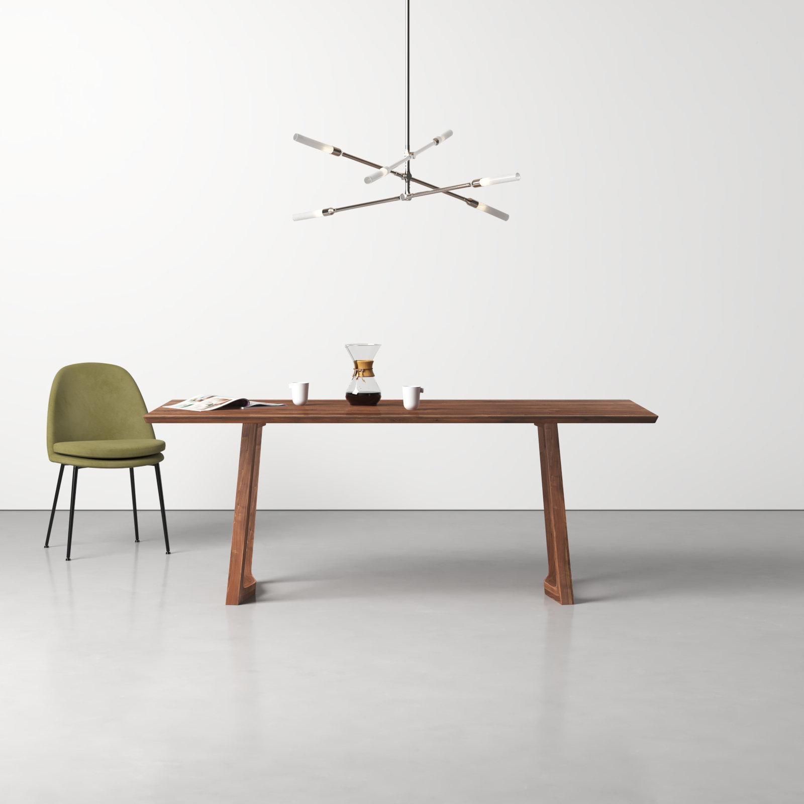 Longfellow 76" Solid Oak Dining Table, Walnut