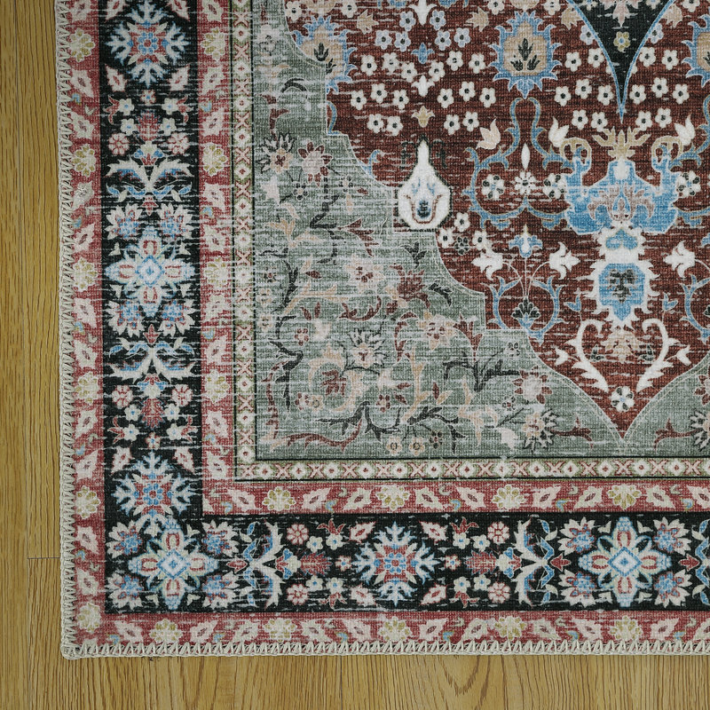 Bohemian Area Rugs Machine Washable Rug Large Rugs for Living Room Modern Boho Low Pile Non-Slip Rug for Bedroom Dining and Home Office