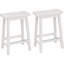Ensemble de 2 tabourets de bar en bois massif avec repose-pieds, blanc, facile à assembler