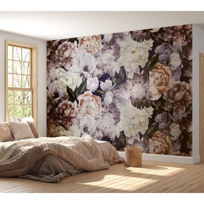 Adhésif mural pelez et collez - Motif floral rétro, L 38 po x L 27 po