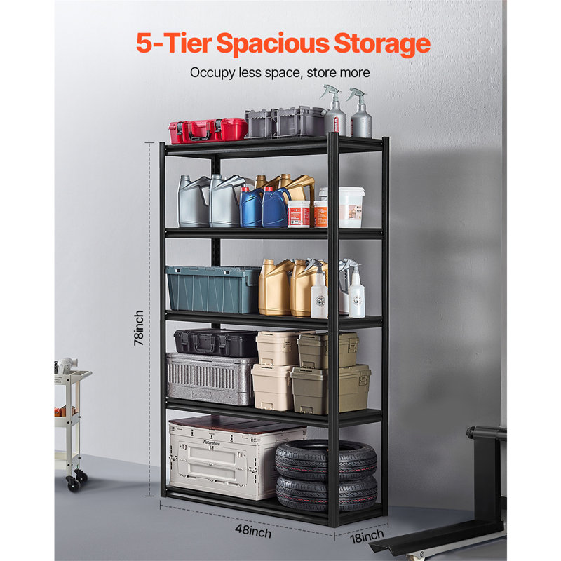 Tablettes de rangement à 5 niveaux de P 18 po x l 48 po x H 78 po