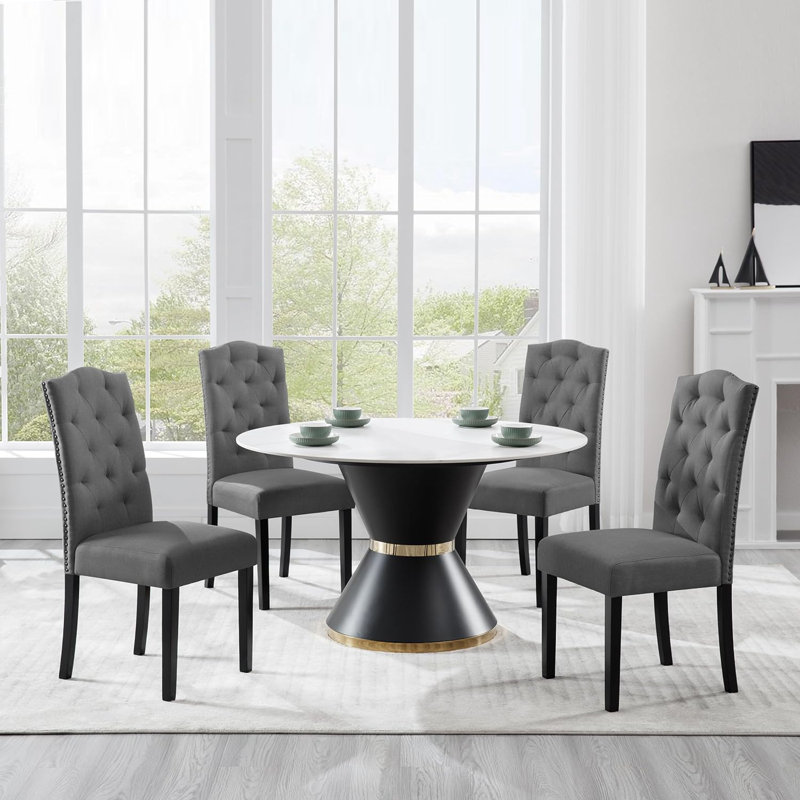 Alera 49cm H Linen Upholstered Parsons Chair, Dark Grey Linen