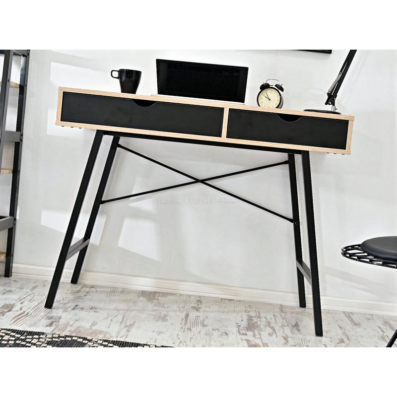Reding Steel Writing Desk, Black, Oak