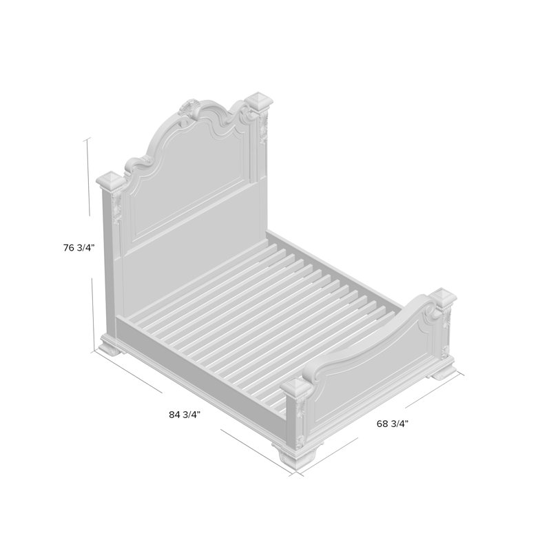 Lit standard en bois massif Old World, Grand