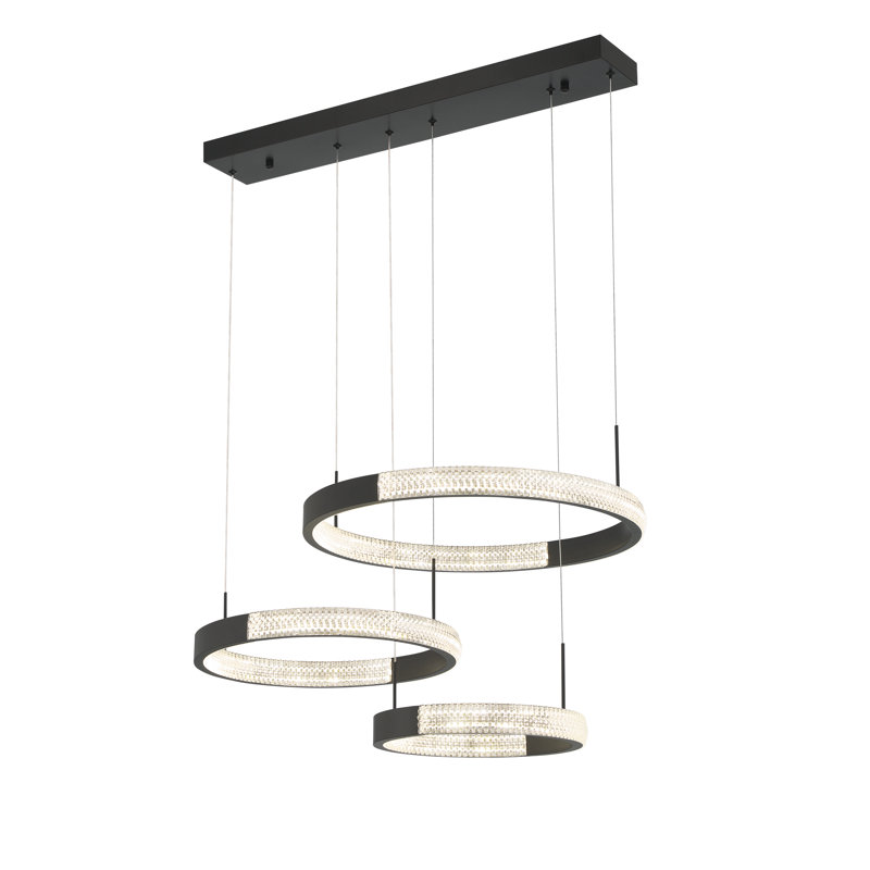 Knudson 3 - Light LED Chandelier, Black/White