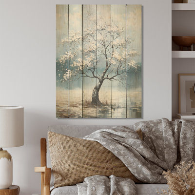 Érable dans des tons de bleu orageux - Art sur bois d'érable sur bois de pin naturel