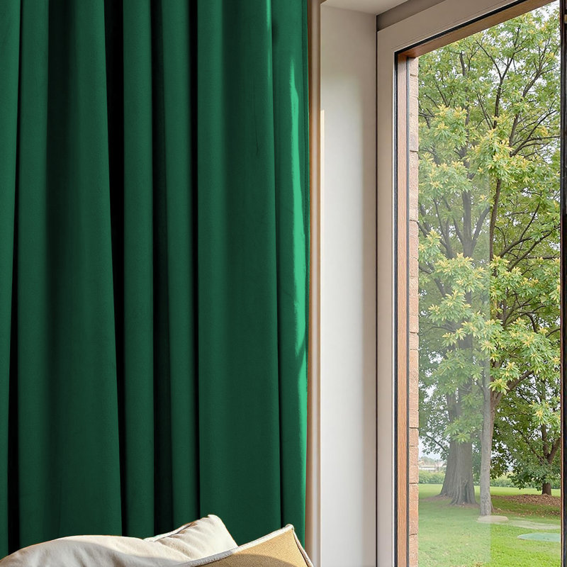 Karelyn Velvet Sheer Eyelet Curtain, 167.64cm Width x 228.6cm Drop, Emerald