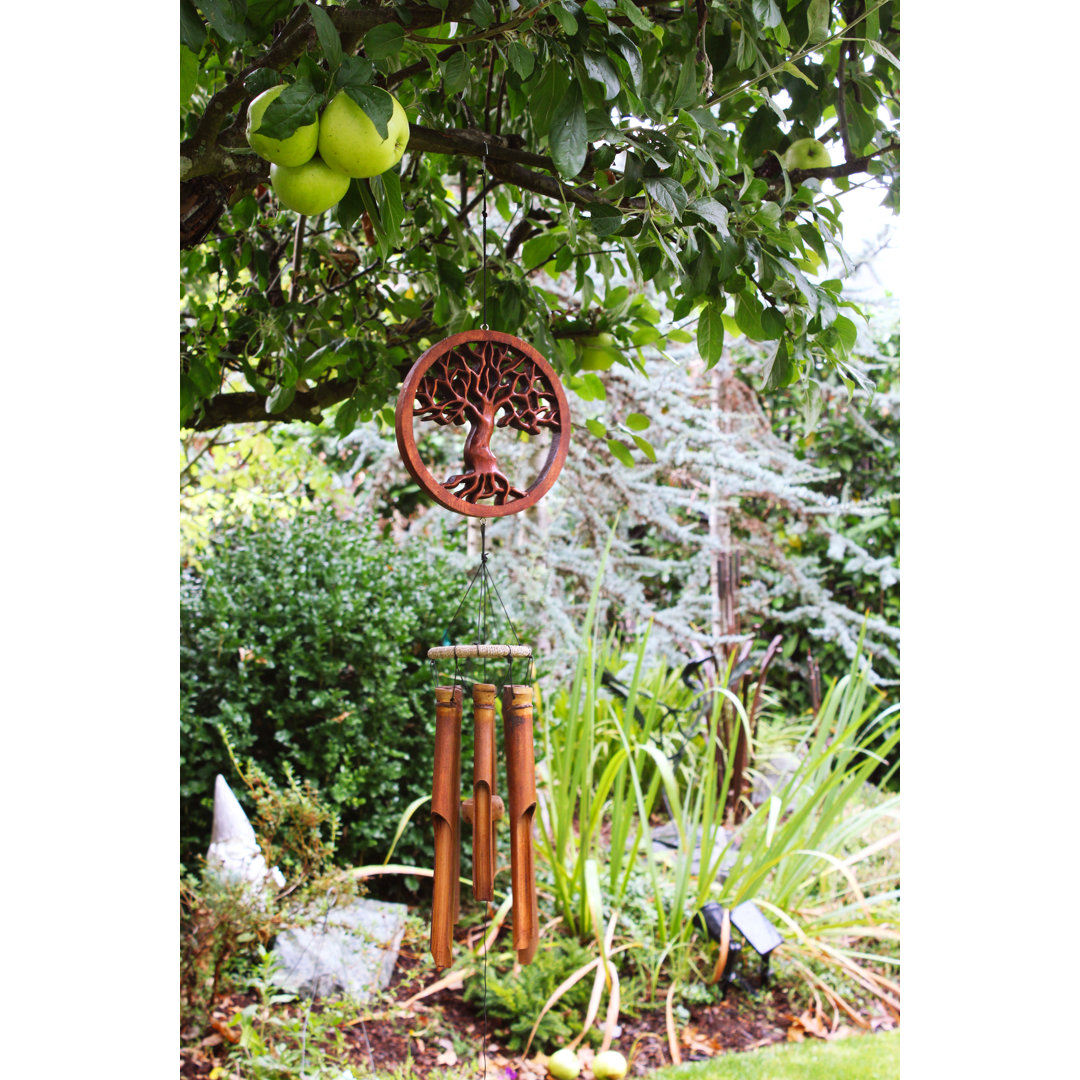 Whitsett Weather Resistant Bamboo Plants & Flowers Wind Chime Millwood Pines