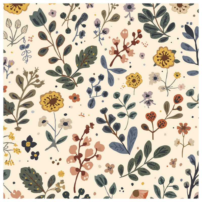Tapis de bain Botanical Floral Illustration, L 34 po x L 21 po