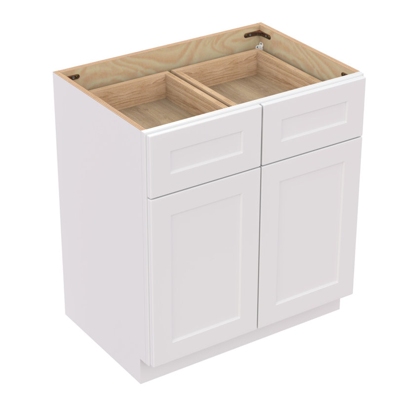 Classic White Freestanding Kitchen Cabinet With 2 Doors, 1 Shelf, - Drawers, Soft Close Hinges, Rubber , Easy Click Assembly, 36" W X 34.5" H 24" D, Ideal For Laundry And Bathroom Storage