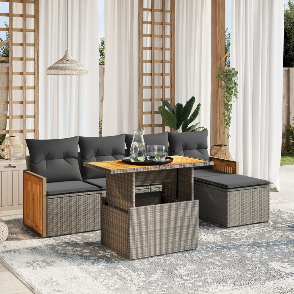 5-Sitzer Lounge-Set aus Polyrattan mit Polster