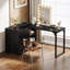 Table de coiffeuse blanche avec 3 tiroirs et tablettes de rangement-2040340491