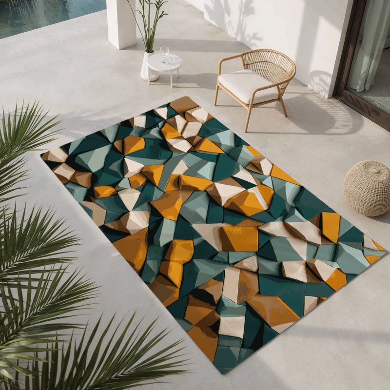 Digital Dunescape Indoor And Outdoor Area Rug, Rectangle 1'6" x 2'6"