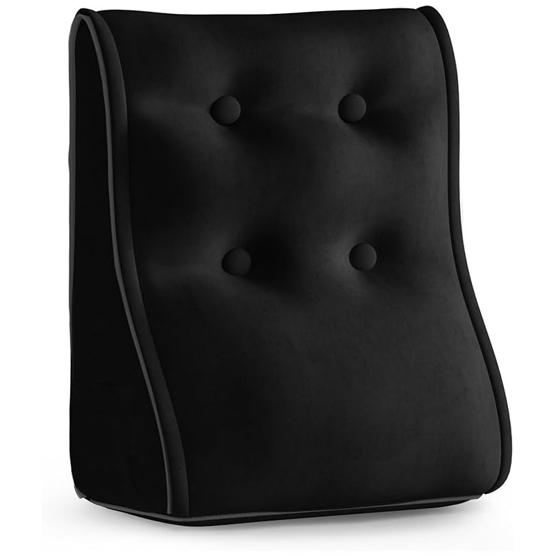 Sit-up Back Comfort Contour Wedge Pillow with Zipper Connector Headboard Velvet Reading Pillows for Sitting up In Bed Sofa Backrest Lumbar Support Cushion Compression