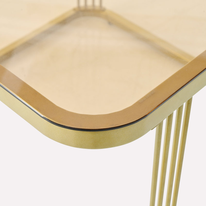 Datca Glass Top 2 - Drawer Nesting Tables, Black