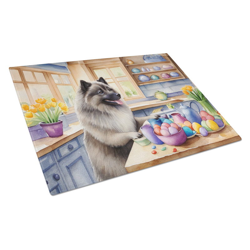 Planche à découper en verre Decorating Keeshond