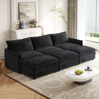 Fauteuil inclinable rembourré en velours côtelé avec base en bois massif - mousse profonde confortable
