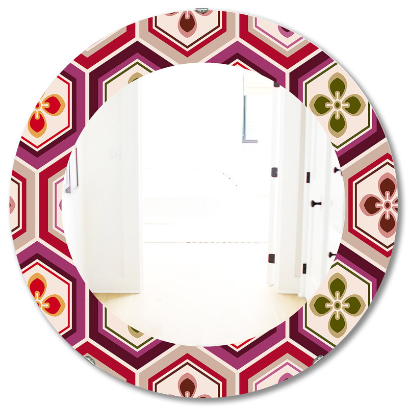 Miroir de coiffeuse Honeycomb, H 31,5 po x l po, Géométrique, Rose