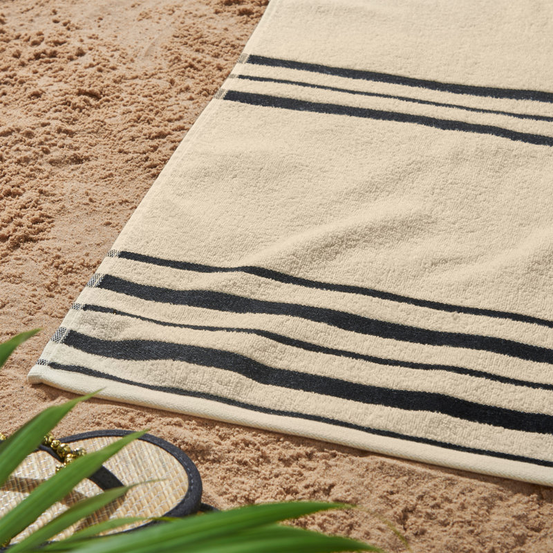 Banded Stripe Cotton Beach Towel Pair