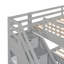 Lit superposé simple au dessus d'un lit double en L avec 3 tiroirs, échelle et escalier-824144799