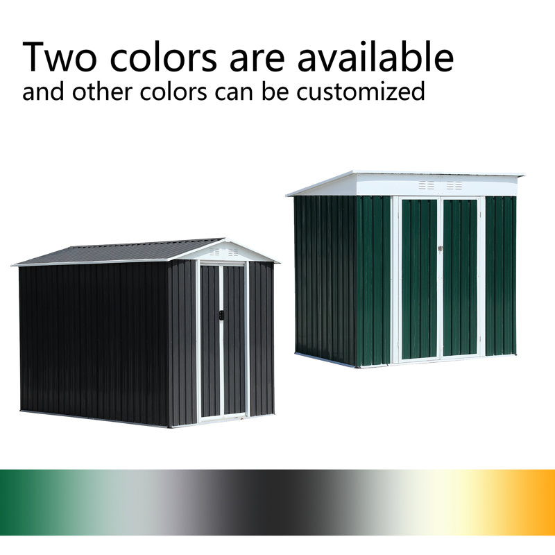 6ftx4ft Pent Roof Grey Outdoor Storage Shack - Crafted From Persevering Galvanized Steel & Aluminum Alloy, , Meets Demands For Garden Tools, Furnishings, Bicycles Shed With Comprised Of Resilient