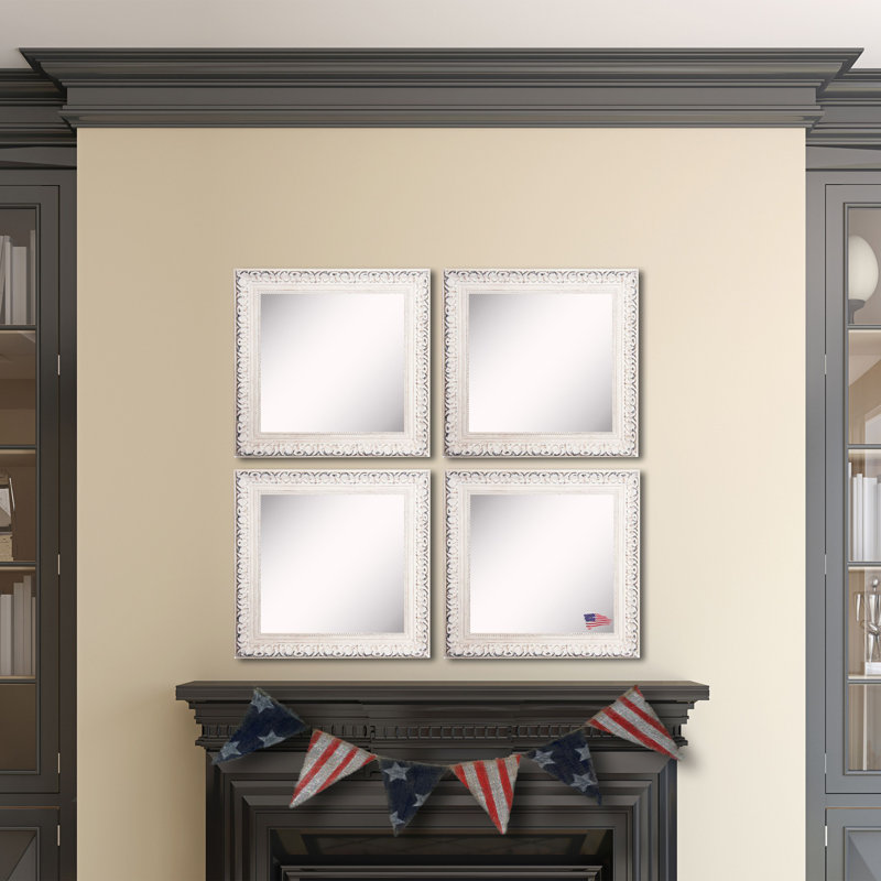 Ensemble de 4 miroirs muraux contemporains, moderne et blanc victorian français 4 pièces Vinson