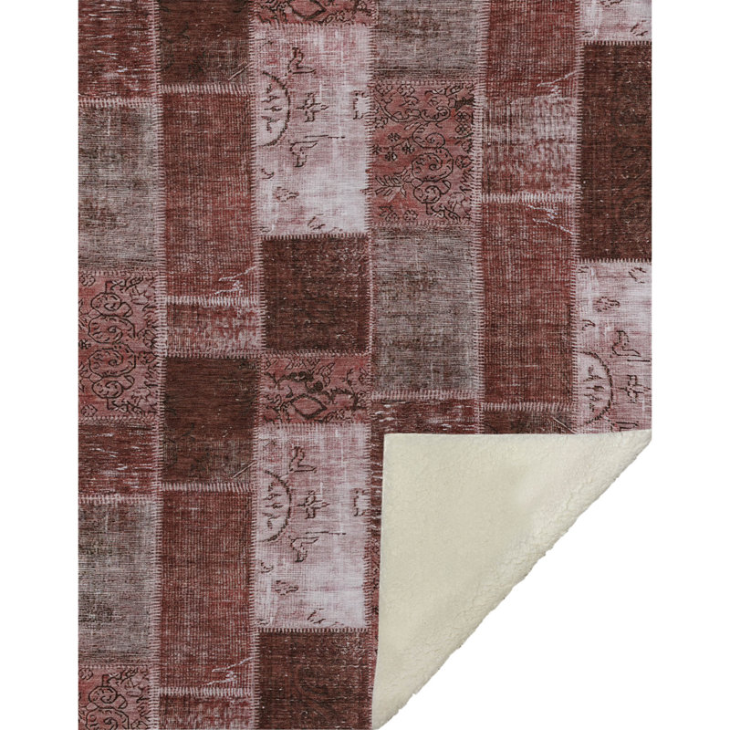 Jeté patchwork Addison Sherpa ASB631, Bourgogne