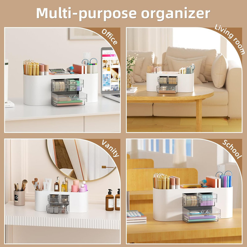 Porte-stylo pour bureau avec 3 tiroirs