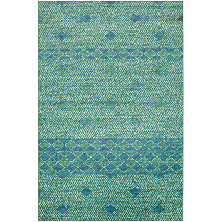 Tapis vert / bleu tissé à la machine Ancell