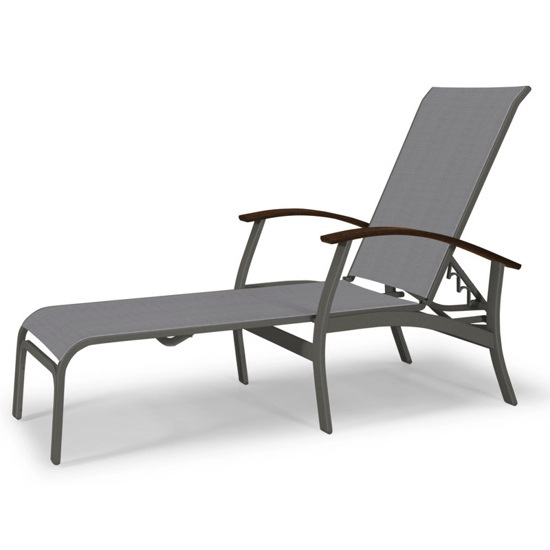 Askar Outdoor Rust-Resistant Metal Chaise Lounge, Textured Graphite, Titanium Sunbrella®, Kona P10
