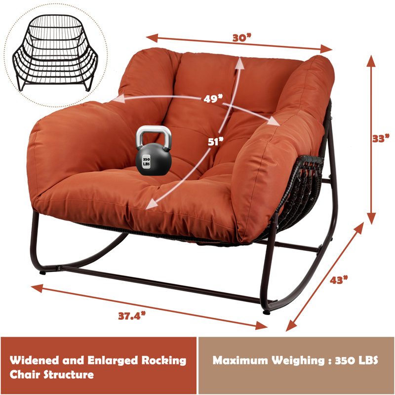 Chaise berçante d'extérieur en fer Luisang, Rouge