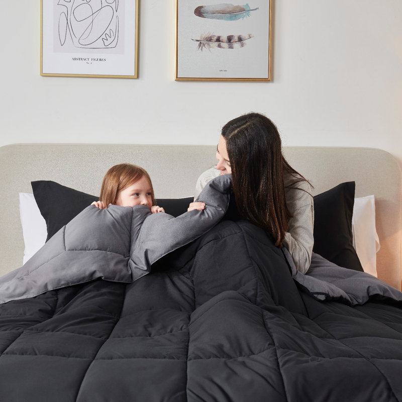 Twin Black and Gray Reversible Microfiber Duvet