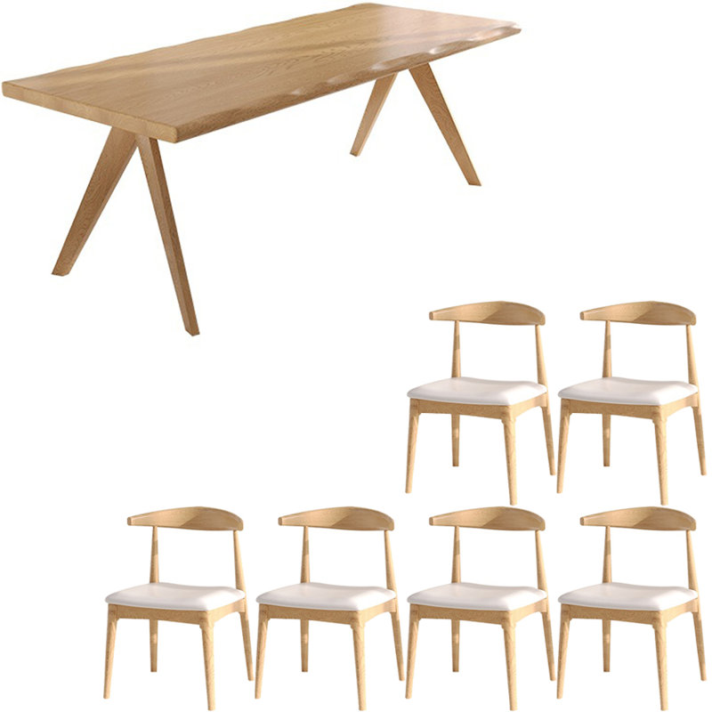 Ensemble de table à manger moderne et simple en bois massif., H 29,5 po x L 70,8 po x l 31,4 po