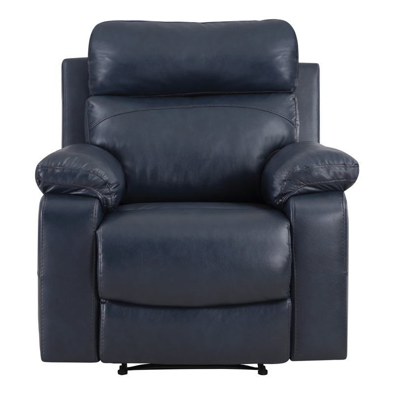 Bryson Faux Leather Recliner, Dark Navy